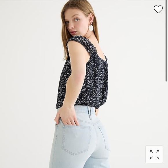 J.Crew Cap-sleeve crinkle chiffon top in dot - Picture 3 of 3